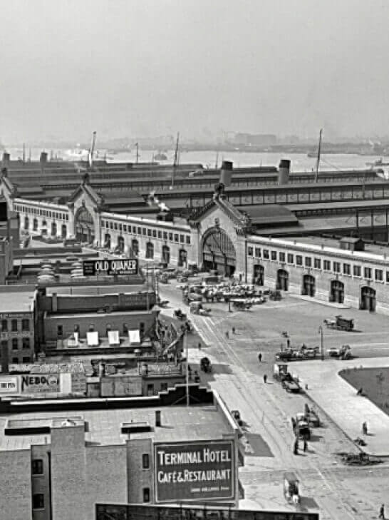 Pier59 Studios origin shot, focusing on the main entrance.